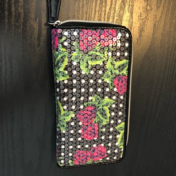 Betsey Johnson rose & sequin wallet - Picture 2 of 4